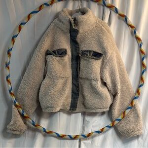 Thread & Supply Cream and Blue Puffer Jacket